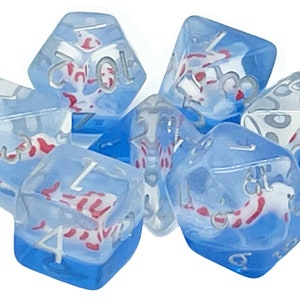 Animal Kingdom - Koi Fish - Red w/ Blue - Green Old School 7 Piece DnD RPG Dice Set