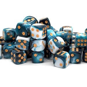Bag O' D6's 12mm 50ct: Vorpal - Dark Blue & White
