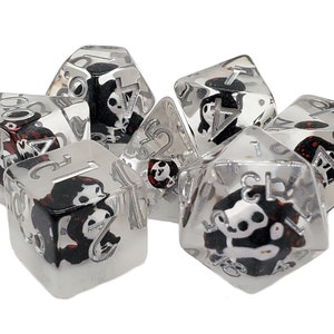 Infused - Ghost - Black - Halloween Spooky - Old School 7 Piece DnD RPG Dice Set