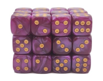 Pearl Drop - Lavender w/ Gold - 36ct 12mm D6 Dice Set Mini Size