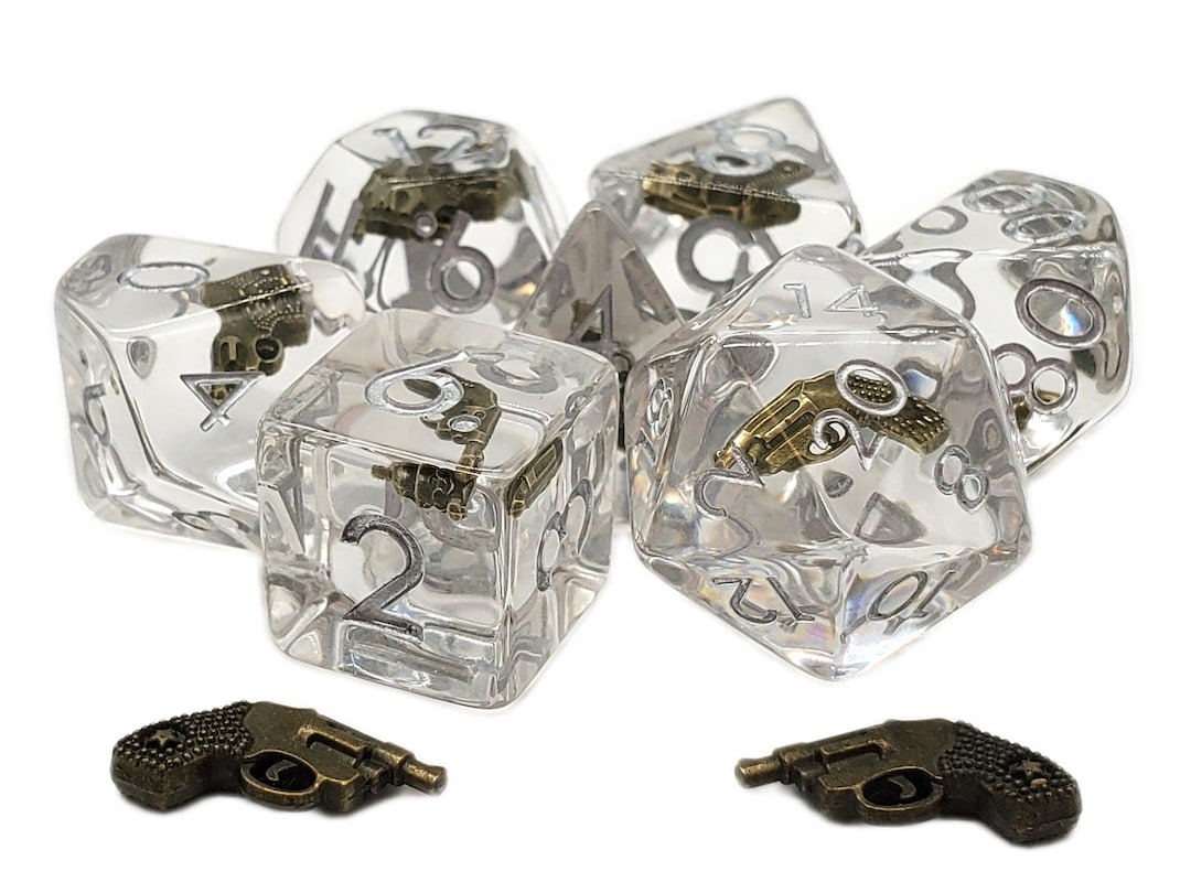 Pistol - Infused - Gun, Revolver 7 Piece Dnd RPG Dice Set - Etsy