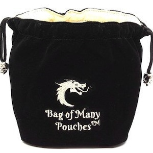 Bag Of Many Pouches Rpg Dnd Dice Bag w/ Organizer Pockets: Black