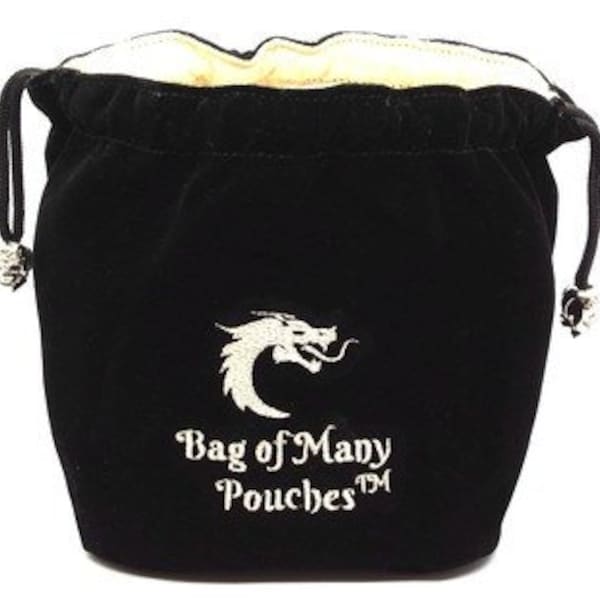 Bag Of Many Pouches Rpg Dnd Dice Bag w/ Organizer Pockets: Black