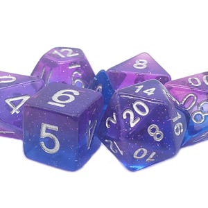 Gradients - Southern Lights - Purple & Blue Old School 7 Piece Dnd Rpg Dice Set