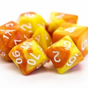 Vorpal - Orange & Yellow - Old School 7 Piece Dnd Rpg Dice Set