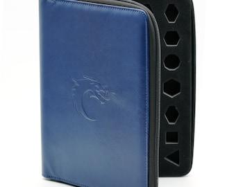 Ultimate Dice Folio - Blue -Old School Dice Dragon Head Logo Zip Storage Case