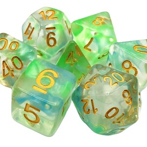 Odyssey - Blue & Green - Old School 7 Piece Dnd Rpg Dice Set