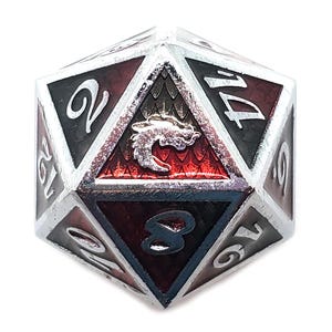 Dragon Scale - Black & Red Old School DnD RPG Metal D20