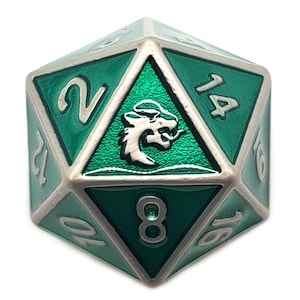 Old School Dnd Rpg Metal D20: Elven Forged - Metallic Green