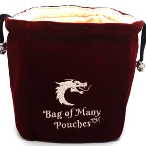 Bag Of Many Pouches Rpg Dnd Dice Bag Wine Red w/ Organizer Pockets
