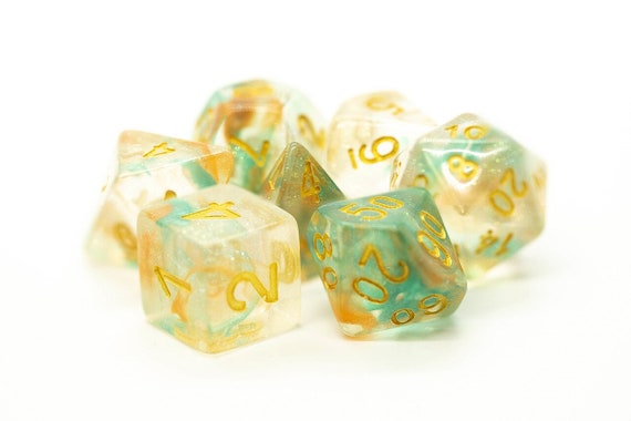 NEW for 2019 Iridescent Luminous Koi Polyhedral 7pc D&D RPG Gaming Dice Set 