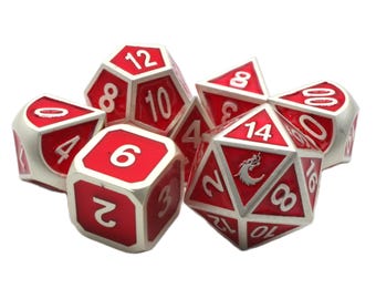 Elven Forged - Metallic Red - Old School 7 Piece Dnd Rpg Metal Dice Set