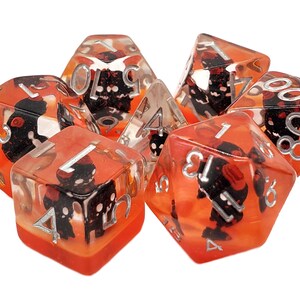 Infused - Demon - Red - Halloween Spooky - Old School 7 Piece DnD RPG Dice Set