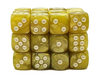 Pearl Drop - Yellow - 36ct 12mm D6 Dice Set Mini Size