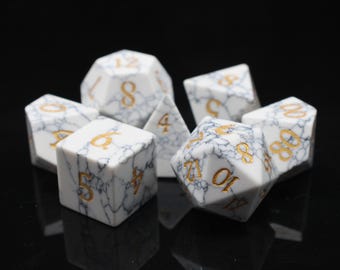 Gemstone - White Turquoise Old School 7 Piece DnD RPG Dice Set