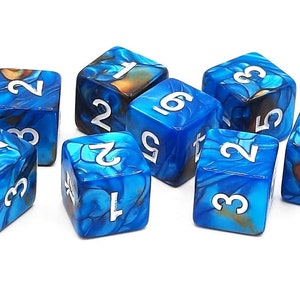 Vorpal - Teal & Brown Old School 8-Piece D6 Dice Set