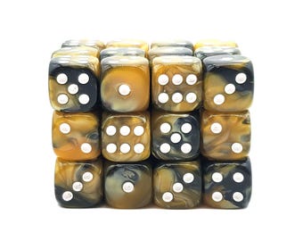 Vorpal - Black & Gold 36ct 12mm D6 Dice Set Mini Size