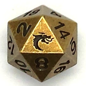 Old School Dnd Rpg Metal D20: Dwarven Forged - Archaic Gold