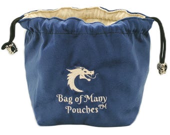 Bag of Many Pouches RPG DnD Dice Bag  w/ Organizer Pockets: Royal Blue