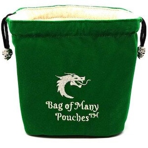 Bag Of Many Pouches Rpg Dnd Dice Bag w/ Organizer Pockets: Green