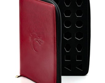 Ultimate Dice Folio - Red - Old School Dice Dragon Head Logo Zip Storage Case