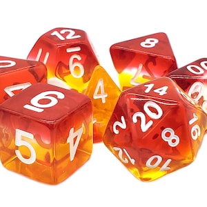 Gradients - Translucent Phoenix Rising - Old School 7 Piece Dnd Rpg Dice Set