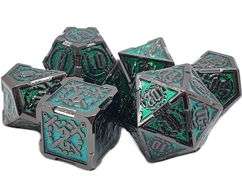Knights of the Round Table - Emerald - Old School 7 Piece DnD RPG Metal Dice Set