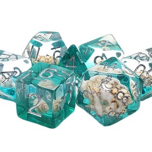 Infused - Beach Party Aqua - Old School 7 Piece Dnd Rpg Dice Set