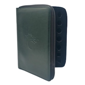 Ultimate Dice Folio - Dark Green - Old School Dice Dragon Head Logo Zip Up Storage Case