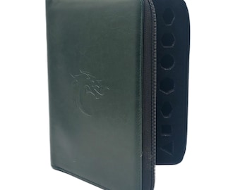 Ultimate Dice Folio - Dark Green - Old School Dice Dragon Head Logo Zip Up Storage Case