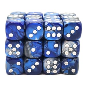Vorpal - Silver & Blue 36ct 12mm D6 Dice Set