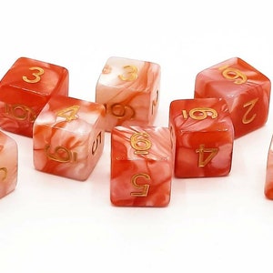 Vorpal - Red & Ivory w/ Gold Old School 8-Piece D6 Dice Set