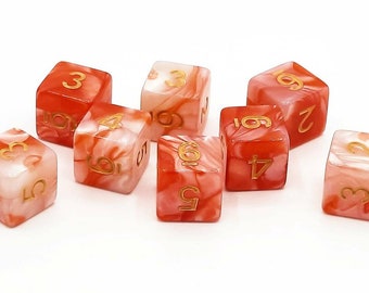 Vorpal - Red & Ivory w/ Gold Old School 8-Piece D6 Dice Set