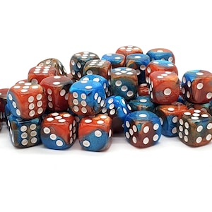 Bag O' D6's 12mm 50ct: Vorpal - Teal & Brown