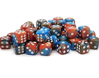 Bag O' D6's 12mm 60ct: Vorpal - Teal & Brown Mini Size