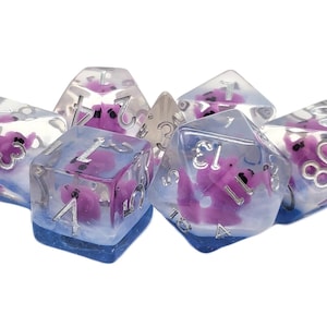 Animal Kingdom - Baby Elephant - Purple w/ Blue - Old School 7 Piece DnD RPG Dice Set
