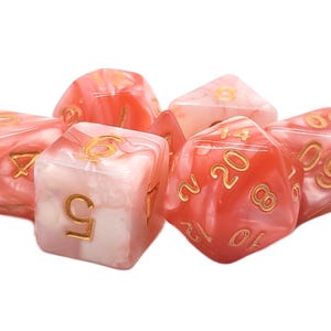 Vorpal - Red & Ivory W/ Gold - Old School 7 Piece Dnd Rpg Dice Set