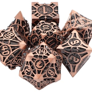 Gnome Forged - Ancient Bronze Old School 7 Piece DnD RPG Metal Dice Set