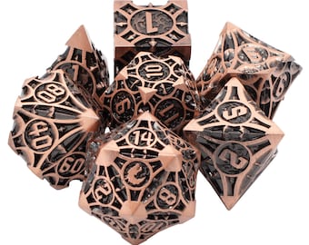 Gnome Forged - Ancient Bronze Old School 7 Piece DnD RPG Metal Dice Set