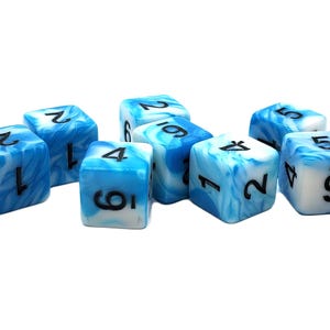 Vorpal - Baby Blue & White w/ Black - Old School 8-Piece D6 Dice Set