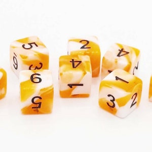 Vorpal - Orange & White w/ Black Old School 8-Piece D6 Dice Set