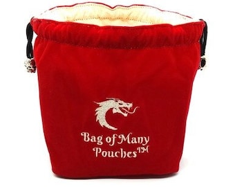 Bag Of Many Pouches Rpg Dnd Dice Bag w/ Organizer Pockets: Red