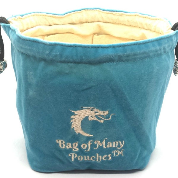 Bag Of Many Pouches Rpg Dnd Dice Bag w/ Organizer Pockets: Teal