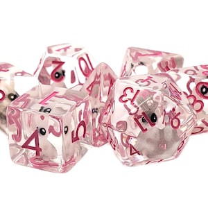 Animal Kingdom - Pink Bunny Rabbit - Old School 7 Piece DnD RPG Dice Set