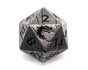 Orc Forged - Ancient Silver w/ Black - Old School Dnd Rpg Metal D20