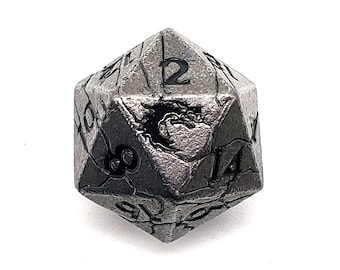 Orc Forged - Ancient Silver w/ Black - Old School Dnd Rpg Metal D20