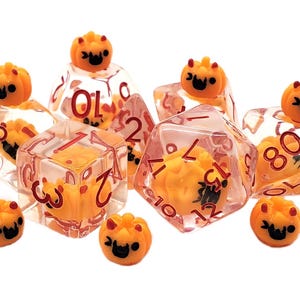 Infused - Halloween Pumpkin Jack-O-Lantern - Old School 7 Piece DnD RPG Dice Set