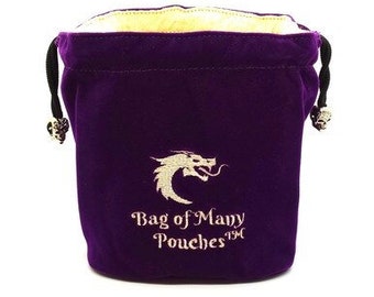 Bag Of Many Pouches Rpg Dnd Dice Bag w/ Organizer Pockets: Purple