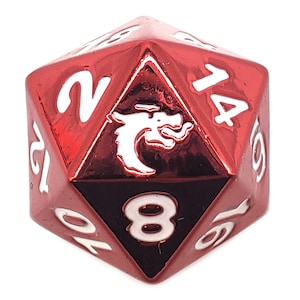 Old School Dnd Rpg Metal D20: Halfling Forged - Electric Red