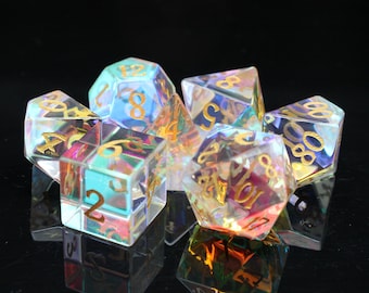 Dichroic Glass - Prismatic Dreams - Old School 7 Piece DnD RPG Dice Set